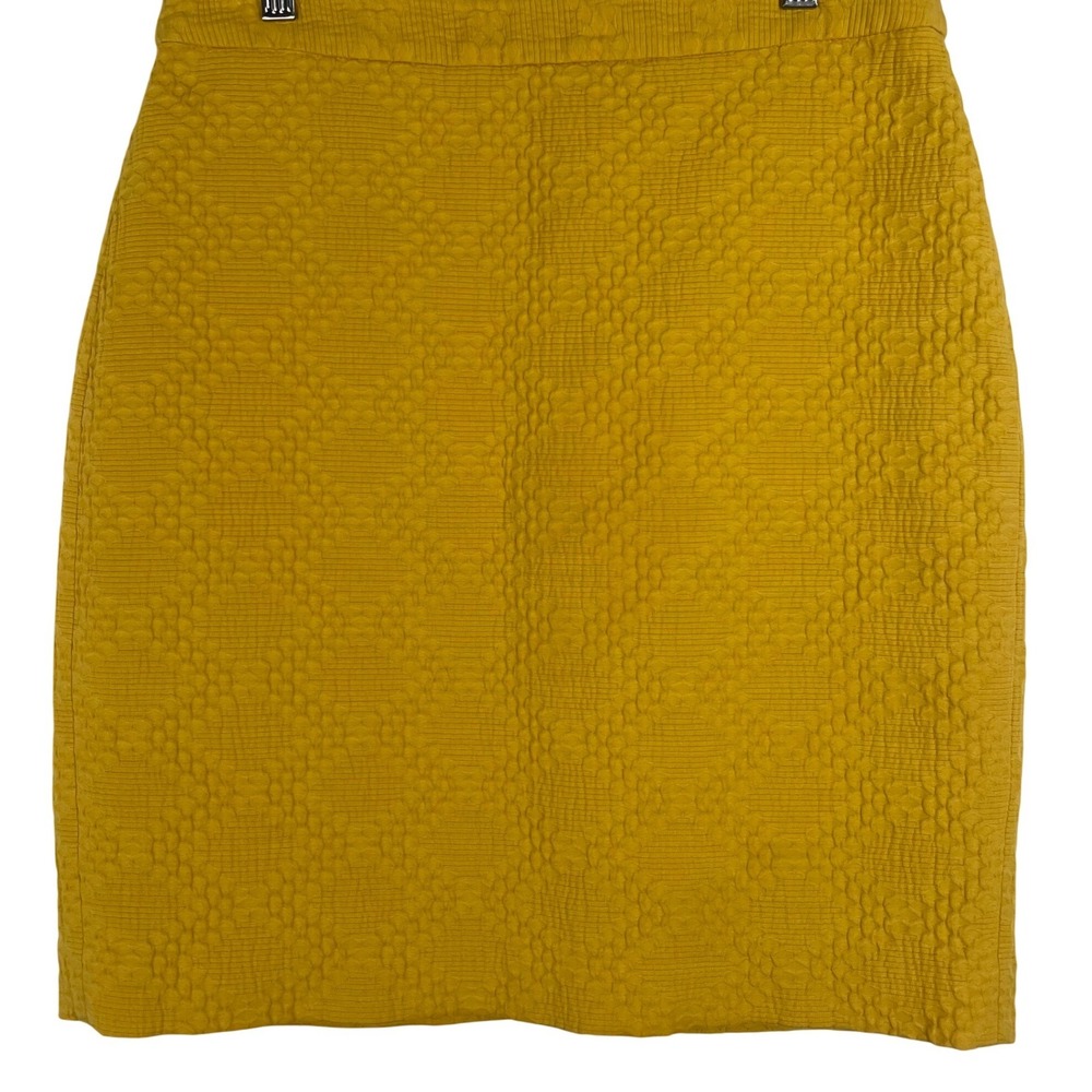 Banana Republic Mustard Yellow Textured Jacquard Pencil Skirt Size 8 Knee Length